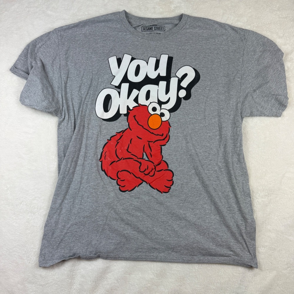 Sesame Street Elmo You Okay Graphic T-Shirt Mens XL Grey Heather Short Sleeve
